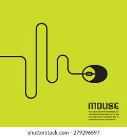 Line in the form of a computer mouse with space for text, vector illustration