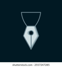 Line Fountain pen nib icon isolated on black background. Pen tool sign. Flat filled outline style with shadow. Vector