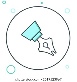 Line Fountain pen nib icon isolated on white background. Pen tool sign. Colorful outline concept. Vector
