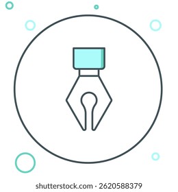 Line Fountain pen nib icon isolated on white background. Pen tool sign. Colorful outline concept. Vector