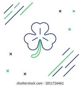 Line Four leaf clover icon isolated on white background. Happy Saint Patrick day. Colorful outline concept. Vector