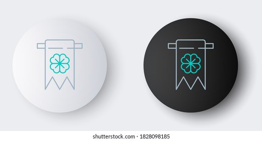 Line Four leaf clover icon isolated on grey background. Party pennant for birthday celebration, festival. Happy Saint Patrick day. Colorful outline concept. Vector