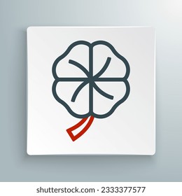 Line Four leaf clover icon isolated on white background. Happy Saint Patricks day. National Irish holiday. Colorful outline concept. Vector