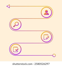 Line with four options and arrow, infographic template, vector illustration.