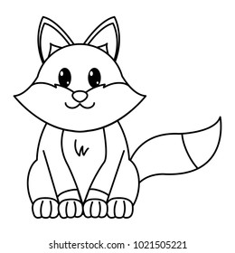 line fox cute wild animal character