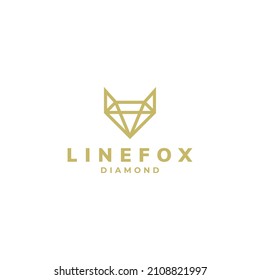 diseño del logotipo del diamante de la cara de zorro de línea