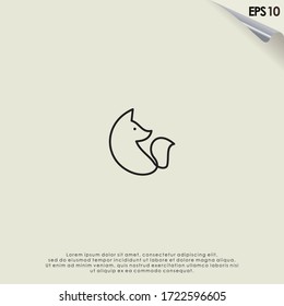 Line Fox Logo Design Vector Template