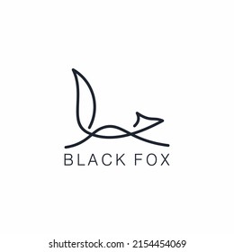 line fox logo design vector