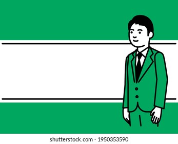 Line frame with businessman. Vector illustration.