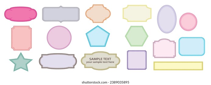 Zeilenrahmen mit Doppelhub-Set-Kollektion. Einfache und bunte Linienrahmen-Vorlage, dekorativ für Text, Grüße, Karten, Geschäftsvorlagen.