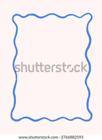 Line frame, hand-drawn doodle sketch style border decoration. Modern trendy card, naive poster design. Curvy wavy contour decor drawing, freehand linear background. Handdrawn vector illustration