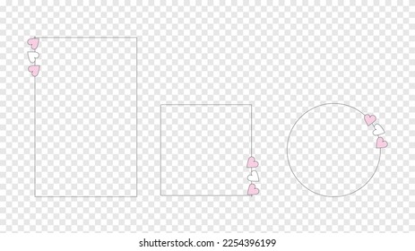 Line frame with heart and cirle