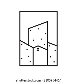 marco de línea con diseño de logotipo de construcción en casa símbolo gráfico vectorial ilustración de icono idea creativa