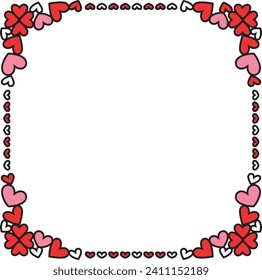 line frame made of several hearts