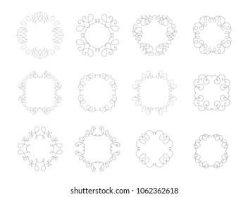 
Line frame templates. Elegant and simple design for logo, restaurant, wedding shop, jewelry, fashion. Vector illustration.