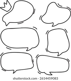 Line frame text speech bubble set. Line balloon frame design talk speech bubble frame.