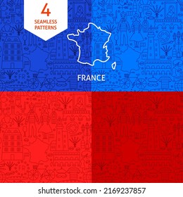 Line France Patterns. Vector Illustration of Outline Background.