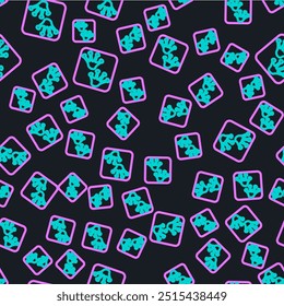 Line Frog paw footprint icon isolated seamless pattern on black background.  Vector