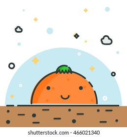 Line fruit illustration. Nice orange.