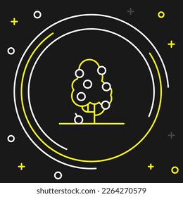 Line Fruit tree icon isolated on black background. Agricultural plant. Organic farm product. Fruit garden. Gardening theme. Colorful outline concept. Vector