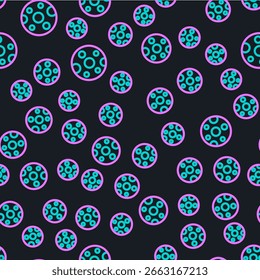 Line Full moon icon isolated seamless pattern on black background. Cloudy night sign. Sleep dreams symbol. Night or bed time sign.  Vector