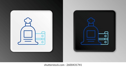Line Full sack and wooden box icon isolated on grey background. Colorful outline concept. Vector