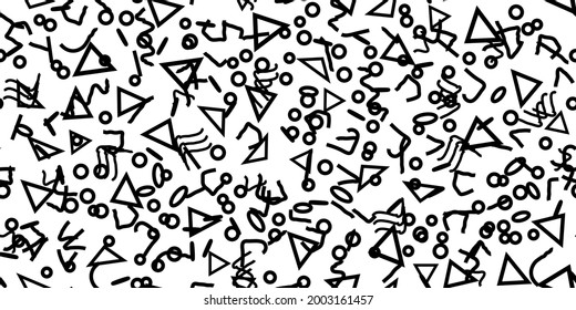 Line Fun Hipster Texture. 1980s Geometric Print. Funky Decorative Wallpaper Frame. Vector Form Ornament. Fun Graphic Concept. Flat Seamless Doodle. Line Seamless Repeat. Trendy Set Template Collection
