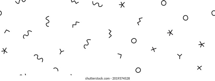 Line Fun Memphis Pattern. Pop Fashion Element. Simple Form Triangle. Baby Abstract Repeat. Paper Monochrome Wallpaper Cover. Party Geometric Shape. Modern Set Scribble Background Line Abstract Figure.