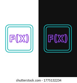 Line Function mathematical symbol icon isolated on white and black background. Colorful outline concept. Vector