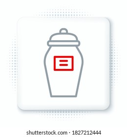 Line Funeral urn icon isolated on white background. Cremation and burial containers, columbarium vases, jars and pots with ashes. Colorful outline concept. Vector