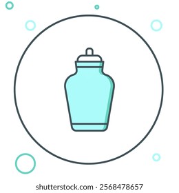 Line Funeral urn icon isolated on white background. Cremation and burial containers, columbarium vases, jars and pots with ashes. Colorful outline concept. Vector