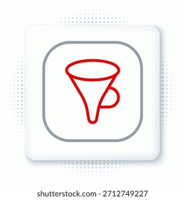 Embudo de línea o icono de Filtrar aislado sobre fondo blanco. Concepto de contorno colorido. Vector