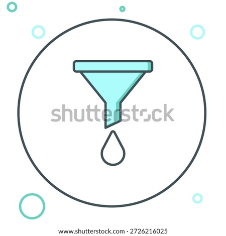 Line Funnel or filter icon isolated on white background. Colorful outline concept. Vector