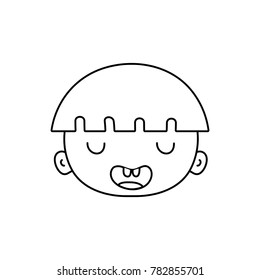 line funny avatar boy face with hairstyle