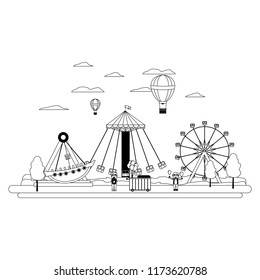 line funny carnival mechanical ride games