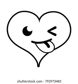 line funny heart passion kawaii character