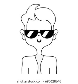 line funny man with elegant clothes and hairstyle design