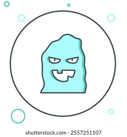 Line Funny and scary ghost mask for Halloween icon isolated on white background. Happy Halloween party. Colorful outline concept. Vector
