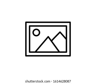 Line Gallery icon isolated on white background. Outline symbol for website design, mobile application, ui. Gallery pictogram. Vector illustration, editorial stroke. Eps10