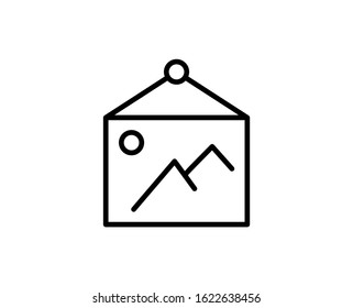 Line Gallery icon isolated on white background. Outline symbol for website design, mobile application, ui. Gallery pictogram. Vector illustration, editorial stroke. Eps10