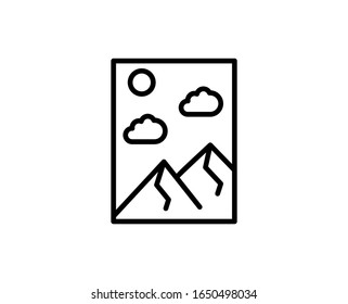 Line Gallery icon isolated on white background. Outline symbol for website design, mobile application, ui. Gallery pictogram. Vector illustration, editorial stroke. Eps10