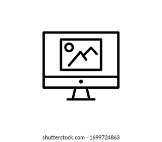 Icono de Galería de líneas aislado en fondo blanco. Símbolo de esquema para diseño de sitio web, aplicación móvil, ui. Pictograma de la Galería. Ilustración vectorial, derrame editorial. Eps10