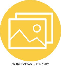 Line Gallery icon isolated on yellow background.  Outline symbol for website design, mobile app.vector illustration