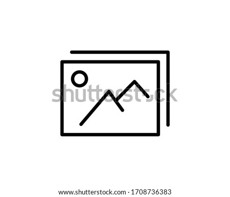 Line Gallery icon isolated on white background. Outline symbol for website design, mobile application, ui. Gallery pictogram. Vector illustration, editorial stroke. Eps10 商業照片 © 