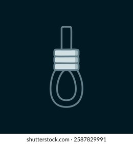 Line Gallows rope loop hanging icon isolated on black background. Rope tied into noose. Suicide, hanging or lynching. Flat filled outline style with shadow. Vector