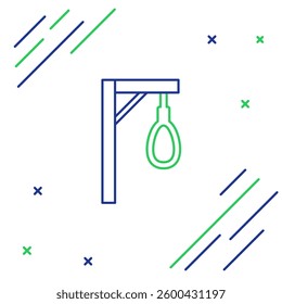 Line Gallows rope loop hanging icon isolated on white background. Rope tied into noose. Suicide, hanging or lynching. Colorful outline concept. Vector