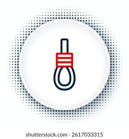 Line Gallows rope loop hanging icon isolated on white background. Rope tied into noose. Suicide, hanging or lynching. Colorful outline concept. Vector