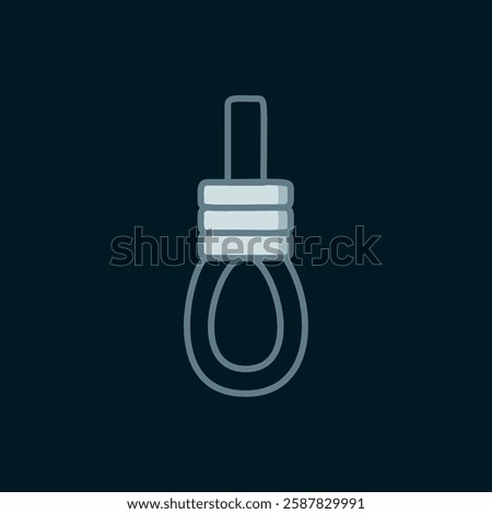 Line Gallows rope loop hanging icon isolated on black background. Rope tied into noose. Suicide, hanging or lynching. Flat filled outline style with shadow. Vector