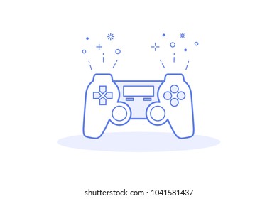 Line game controllers, gamepad icon isolated on white background, play video game concept