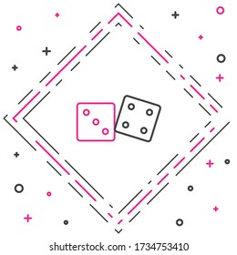 Line Game dice icon isolated on white background. Casino gambling. Colorful outline concept. Vector Illustration